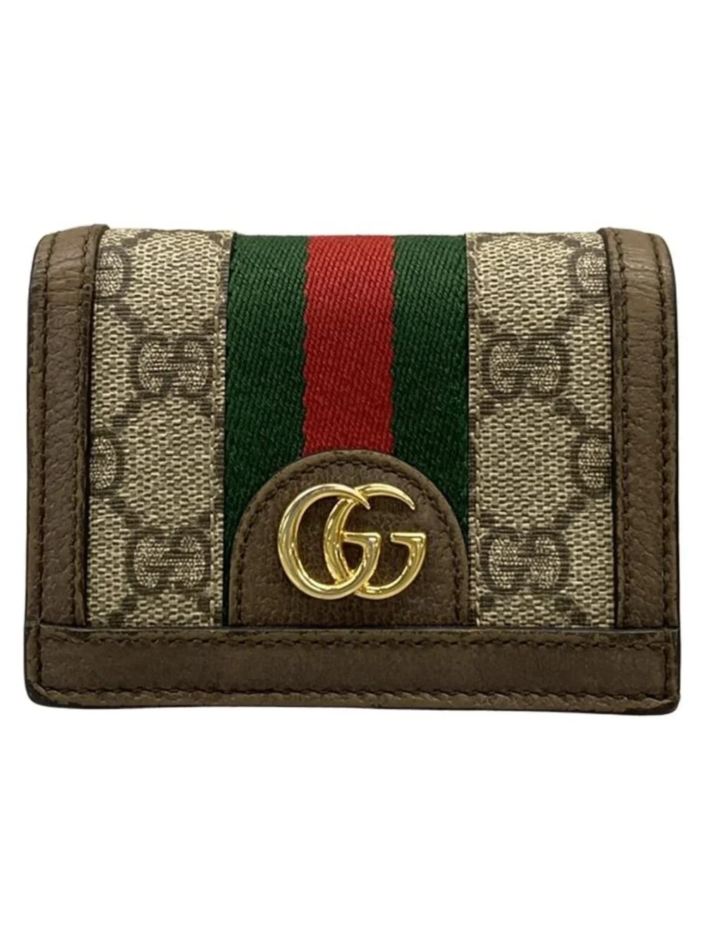 ★SOLD★ Gucci Bifold Wallet Ophidia Beige Ebony Dark Brown Leather - Picture 1 of 12